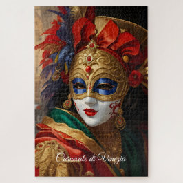 Puzzle Máscara del Carnaval de Venecia dorada roja azul