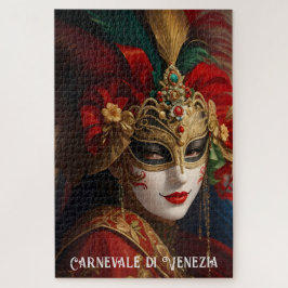 Puzzle Máscara del Carnaval de Venecia roja verde dorada
