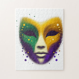 Puzzle Máscara mardi gras color verde morado