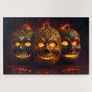 Puzzle Máscaras faciales de cabeza de calabaza