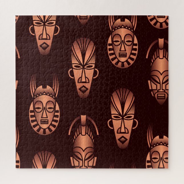 Puzzle Mascarillas étnicas africanas, fondo oscuro (Vertical)