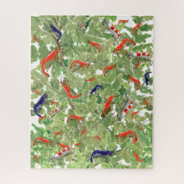 Puzzle Mascota acuático de camarón de cerezo tropical acu