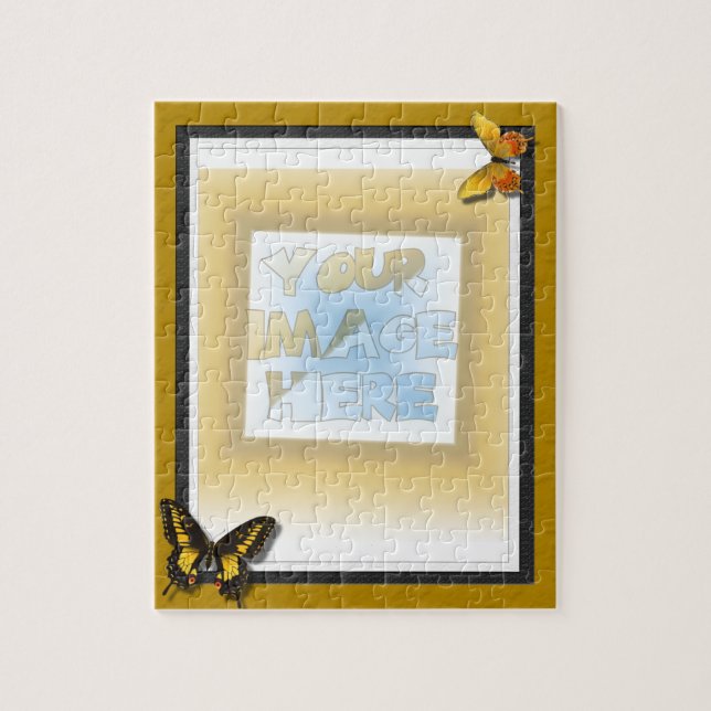 Puzzle Mate triple: Oro, blanco y negro con las mariposas (Vertical)