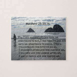Puzzle Mateo 25:35,36 Porque tenía hambre y me diste