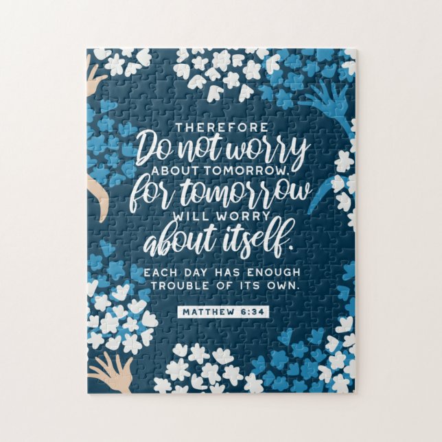 Puzzle Mateo 6:34 Verso de la Biblia (Vertical)