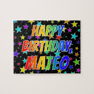 Puzzle "MATEO" Nombre, Diversión "FELIZ CUMPLEAÑOS"