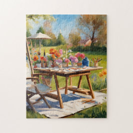 Puzzle Materiales de arte para mesa de artista en jardín 