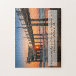 Puzzle Matthew 11:28 Ocean Sunset Pier