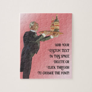 Puzzle Mayordomo antiguo en un esmoquin sirviendo vino en