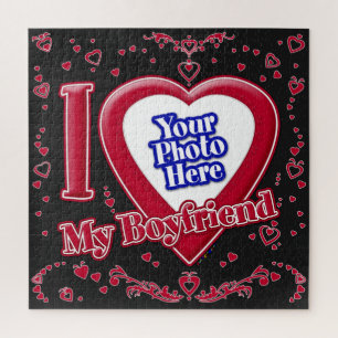 Puzzle Me encanta mi novio foto corazón rojo negro