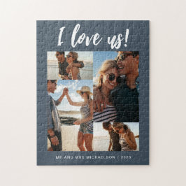 Puzzle Me encanta Script Photo Blue and White