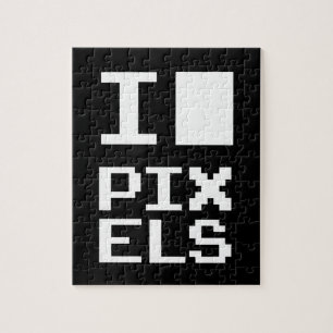 Puzzle Me encantan los píxeles, diseño geek, arte de píxe