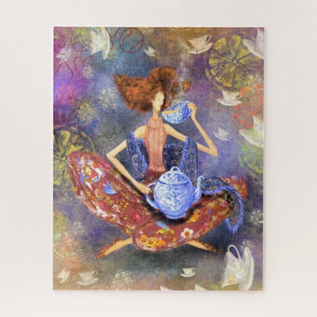 Puzzle Me Encanto Tea Chica Vintage Dibujando Fantasía (Vertical)