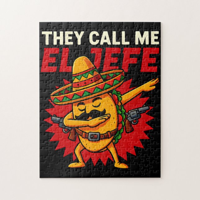 Puzzle Me Llaman El Jefe Taco Funny Cinco De Mayo (Vertical)