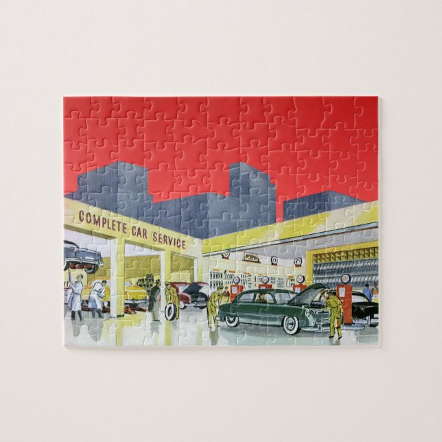 Puzzle Mecánicos de Autos Antiguos Servicio Completo de T (Horizontal)