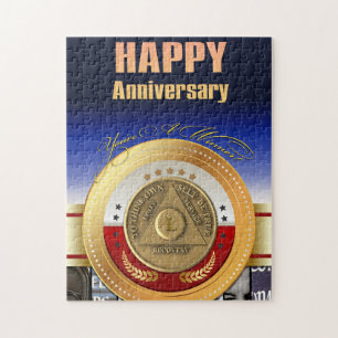 Puzzle Medalla de Moneda de 50 Años Sobrio Premio de Gana