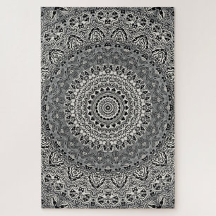 Puzzle Medallones de estilo tribal gris y negro