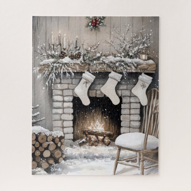 Puzzle Medias de Navidad Chimenea de Fiesta (Vertical)
