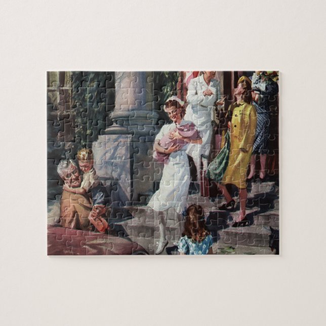 Puzzle Medicina de cosecha, Enfermera con recién nacido (Horizontal)