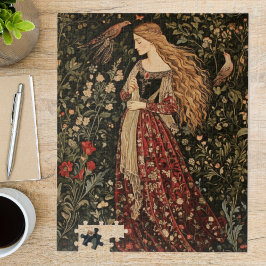 Puzzle Medieval Vintage Maiden Art Nouveau Floral