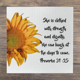 Puzzle Medio proverbios de girasol 31:25 Biblia contra Pe