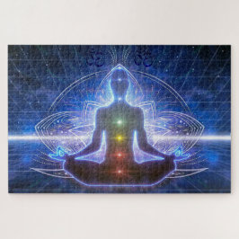 PUZZLE MEDITACIÓN DE YOGA EN POSICIÓN LOTUS CON CHAKRA