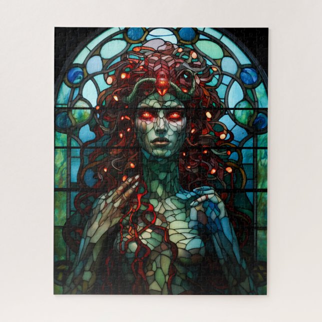 Puzzle Medusa - Estilo Tiffany de la ventana de vidrio ma (Vertical)