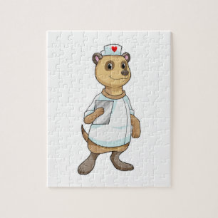 Puzzle Meerkat como enfermera con corazón