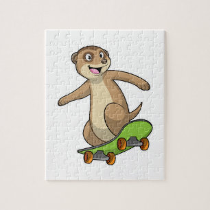 Puzzle Meerkat como Skater con Skateboard