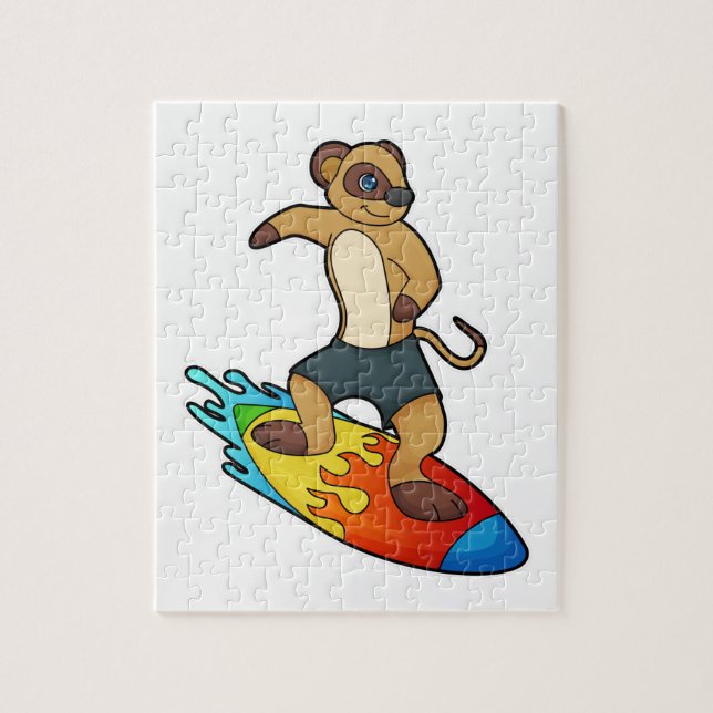 Puzzle Meerkat como surfista con Surfboard (Vertical)