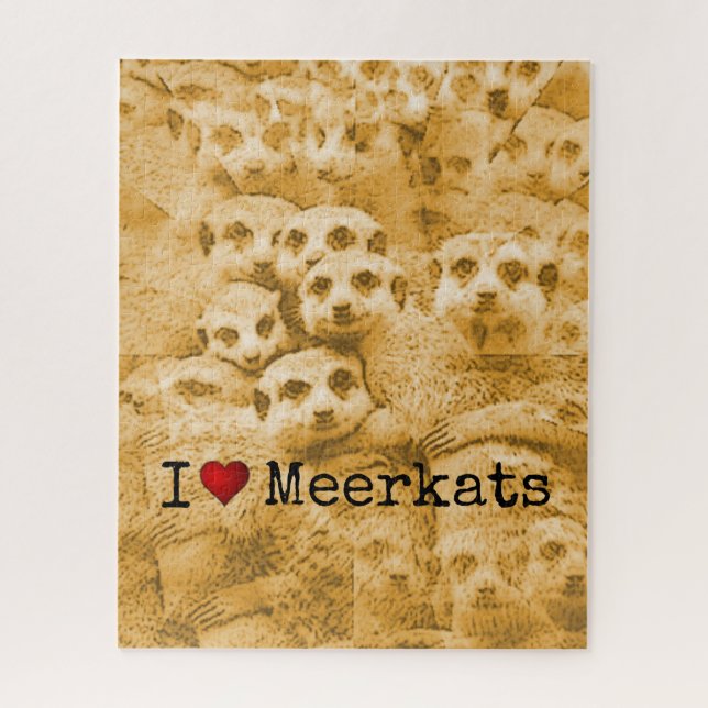 Puzzle Meerkat Love Wildlife Cute Glitch Art Typography (Vertical)
