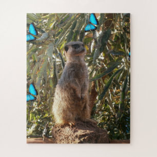 Puzzle Meerkat Y Mariposas Azules,