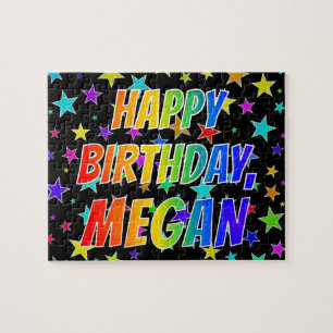 Puzzle "MEGAN" Nombre, Diversión "FELIZ CUMPLEAÑOS"