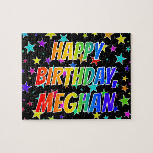 Puzzle "MEGHAN" Nombre, Diversión "FELIZ CUMPLEAÑOS"