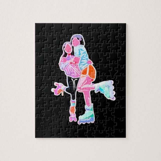 Puzzle Mejor amigo Roller Skate Neon (Vertical)