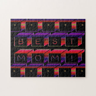 Puzzle Mejor Bloques Coloridos De Mamá Y Fondo Negro
