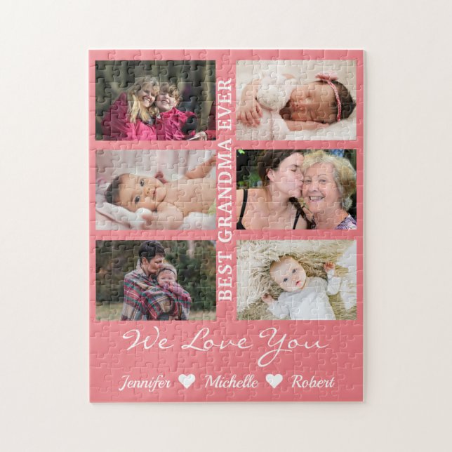 Puzzle Mejor foto de la abuela nunca Personalizado Nombre (Vertical)