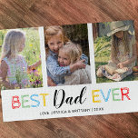 Puzzle Mejor foto familiar de papá siempre 3<br><div class="desc">El puzzle de las fotos de los padres,  agrega tres de tus propias fotos familiares de tus hijos,  un colorido diseño tipográfico de "mejor padre de la historia",  y los nombres de los niños.</div>