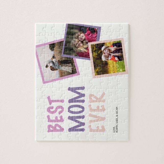 Puzzle Mejor Mamá Collage de fotos Personalizado Pastel (Vertical)