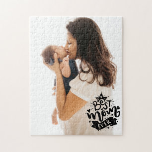 Puzzle Mejor Mamá del Mundo Letra Negra Foto Regalo Día d