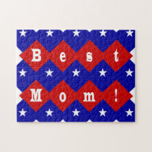 Mejor Mamá en Forma de Diamante Patriótico