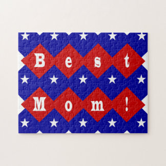 Puzzle Mejor Mamá en Forma de Diamante Patriótico