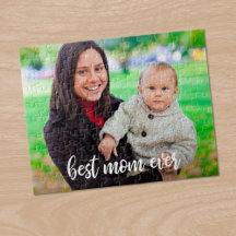 Mejor Mamá Personalizado Foto Guión Blanco Moderno