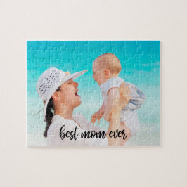 Puzzle Mejor Mamá Personalizado Foto Moderno Guión Negro