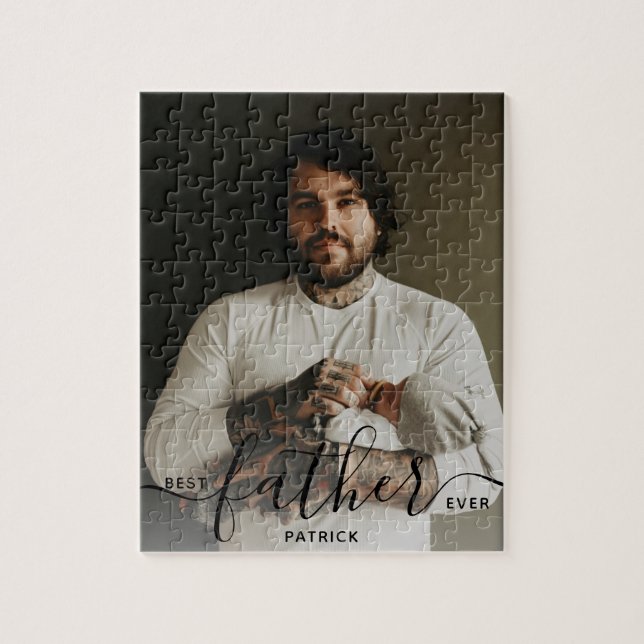 Puzzle Mejor Padre Nombre Personalizado Foto Regalo Papá (Vertical)