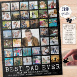 Puzzle MEJOR PAPÁ NUNCA Collage de fotos Nombre Negro<br><div class="desc">Un gran regalo para la MEJOR PADRE que ama los rompecabezas. Esto creará recuerdos maravillosos cada vez que se junte. Personalice este rompecabezas de collage de fotos de keepsake con su nombre y su mensaje (o cambie alguno de los textos para adaptarlo a sus necesidades). Sube fácilmente 39 de tus...</div>