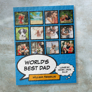 Puzzle Mejor Papá Padre Papá 12 Foto Azul Divertido Cómic