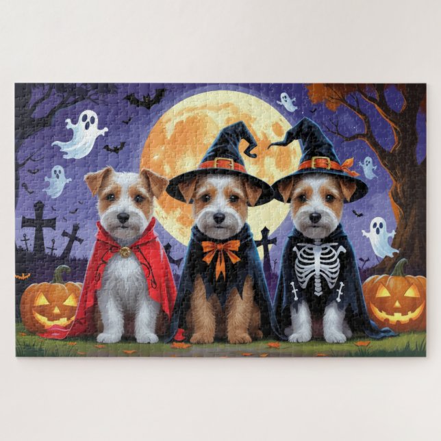 Puzzle Mejor Perro Terrier Calabaza Halloween Funny (Horizontal)