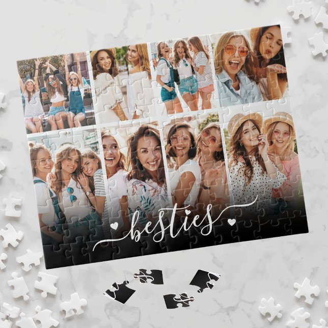 Puzzle Mejores Amigas Elegante Collage de Fotos (Best Friends Elegant BFF Collage Photo Jigsaw Puzzle)
