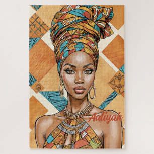 Puzzle Melanin Woman with Headwrap - Impresión africana